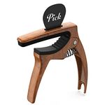 TANMUS 3in1 Guitar Capo for Acoustic and Electric Guitars(with Pick Holder and 4Picks),Ukulele,Guitar Accessories(Wood)