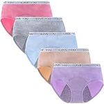 Hbhpov Teen Girl's Cotton Menstrual Period Panties Pack of 5-Pack Women Leak-Proof Protective Underwear Briefs