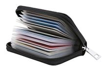 Easyoulife Genuine Leather Credit Card Holder Zipper Wallet With 26 Card Slots, Black, small