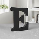 Aruatu 6 Inch Black Wood Letters Unfinished Wood Letters for Wall Decor Decorative Standing Letters Slices Sign Board Decoration for Craft Home Party Projects (E)