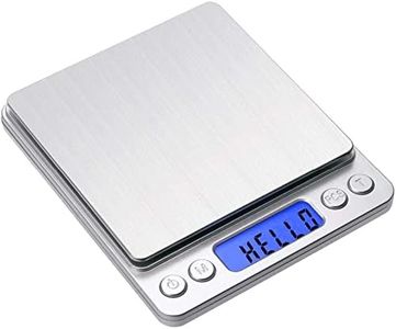 Toprime Digital Gram Scale 500g 0.01g Food Scale High Precision Kitchen Scale Multifunctional Stainless Steel Pocket Scale with Back-Lit LCD Display Tare PCS Features Silver