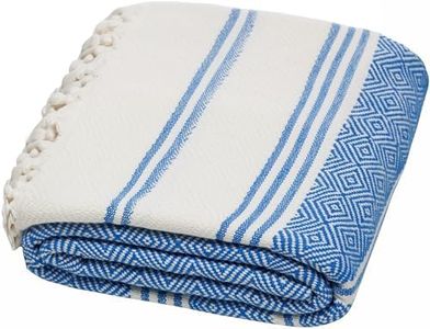 DEMMEX Certified 100% Organic Turkish Cotton Beach and Bath Towel - Hammam Peshtemal Towel, Blanket - Oversized, Quick Dry, Sand Free, Compact -Diamond Weave, Prewashed, Made in Turkey, 180x90, Royal