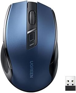 UGREEN Wireless Mouse, Slient Clicks Mouse, 18-Month Battery, Ergonomic Comfort Design, 5-Level Adjustable 4000 DPI, Plug & Play, 6 Buttons, 2.4GHz with USB Mini Receiver, for Laptop, PC, Mac - Blue