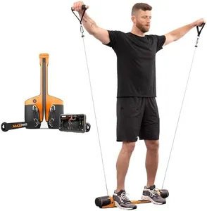 MAXPRO: Portable Smart Cable Gym | As Seen on Shark Tank | All-in-One Machine with Bluetooth and Free APP | Exercise Anywhere - Outdoors, Camping, Travel | 5-300lbs Resistance | Sport Orange