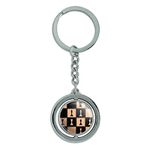 GRAPHICS & MORE Chess Board Pieces Pattern Keychain Spinning Round Chrome Plated Metal, Chrome, One size