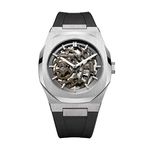 D1 Milano Rubber Skeleton Analog Black Dial Men Watch-Skrj01, Black Band