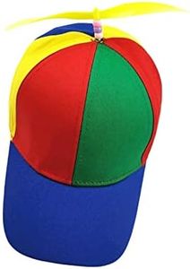 ａ aternee Propeller Hat Rainbow Top Hat Novelty Adjustable Unique Gift Idea Helicopter Caps Baseball Cap for Outdoor Costume Fancy Dress Camping Boys, Blue Brim