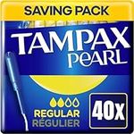 Tampons Regular Multipack Tampax Pearl | 20 x 2 Packs (40) | with Applicators | Value Bundle | Regular Flow, Leak Protection, Unscented