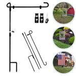 SHARE&CARE Garden Flag Stand, Garden Flag Pole Holder with 1 Tiger Clip and 2 Spring Stoppers for Garden and Home Decoration 12 x 18 Inches without flag