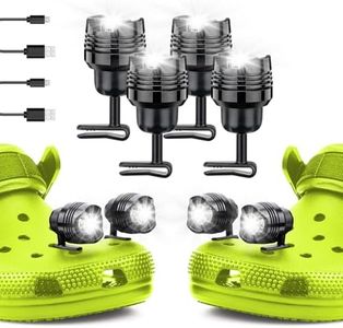 4 Pcs Rechargeable Headlights Compatible with Clog, Headlights for Crock, Adjustable Light for Shoes, Flashlights Accessories for Kids, Adults Sandals, Clip on Clog, For crocs accessories (Black)