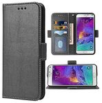 Phone Case for Samsung Galaxy Note 4 Folio Flip Wallet Case,PU Leather Credit Card Holder Slots Full Body Protection Kickstand Protective Phone Cover for Glaxay Note4 SM N910A N910F SM-N910F Black