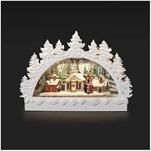 Roman Lighted Swirl Arch, Church Scene Under Trees Snow Globe, 9-inch Height, Christmas Decoration