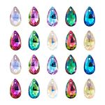 Pandahall 100pcs Faceted Teardrop Glass Charms AB Color Crystal Drop Beads Top Drilled Shape Chandelier Dangle Pendants for DIY Jewelry Craft Making Home Decoration Hole: 1mm