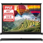 Pyle Portable Projector Screen - Mobile Projection Screen Stand, Lightweight Carry & Durable Easy Pull Out System for Schools Meeting Conference Indoor Outdoor Use, 40 Inch (PRJTP46), White