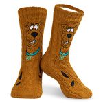 Scooby-Doo! Mens Slipper Socks, Knitted Fluffy Socks Fleece Lining Non Slip (Brown)