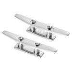 X AUTOHAUX 2pcs 4" Stainless Steel Flagpole Cleat Hook Boat Deck Rope Cleats