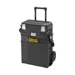 STANLEY FATMAX Cantilever Rolling Toolbox Trolley, 4 Level Workstation with Portable Tote Tray for Tools and Small Parts, 1-94-210, Black