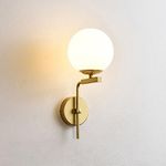 Harold Electricals Modern Indoor Wall Sconce | Gold Frosted Glass Ball Wall Light for Living Room, Bedroom, Bedside, Dining Area, Lobby, Café & Home Decor Items- Golden (Bulb Included)