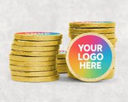 Personalised Chocolate Coins with Own Logo Custom Branded Gold Foil Coins for Corporate Events & Giveaways with Logo - Coin 50