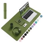 YSAGi Non-Slip Desk Pad, Waterproof PVC Leather Desk Table Protector, Ultra Thin Large Mouse Pad, Easy Clean Laptop Desk Writing Mat for Office Work/Home/Decor (80 x 40 cm, Grass Green)