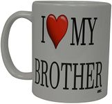 Best Funny Coffee Mug I Love My Brother Heart Novelty Cup Great Gift Idea For Sibling Brother or Best Friend