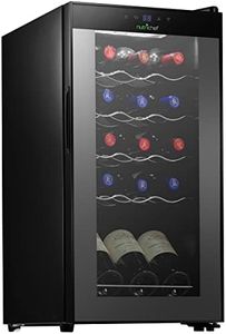 NutriChef 15 Bottle Compressor Refrigerator White & Red Chiller Countertop Cooler-Freestanding Compact Mini Wine Fridge Capacity, Digital Control, Glass Door, Black