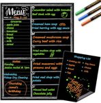 JJPRO Magnetic Dry Erase Menu Blackboard for Fridge-Weekly Meal Planner Chalkboard with Notepad Blackboard Set for Kitchen Refrigerator-Refrigerator Organizer with Menu Planning Board