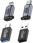 SZAWINLI (4-Pack) USB A to Type C Adapter,Type C to iPhone,Type C Female to USB A-Male,Type C Female to Micro Male Adapter,Compatible iPhone 14 13 12 11,Laptop,PC,Power Bank and More Type C Devices