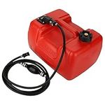 Tvent Rectangular Portable Boat Fuel Tank 12L 3 Gallon Marine Outboard with Hose Connector for Motor Marine Outboard Fuel Tank-Red