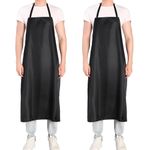 NEU SAFETY 2 Pack Extra Long Bib Apron Set, Waterproof and Durable, Large Size 43.3"x28.7", Black PVC Vinyl Coated, Ideal for Dog Grooming, Dishwashing, Butcher, Labs, Carpentry Work and Workshops