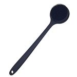 DNC Back Scrubber for Shower Soft Silicone Bath Body Brush with Long Handle (Black)