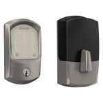 Schlage BE489WB GRW 619 Encode WiFi Deadbolt Smart Lock, Keyless Entry Touchscreen Door Lock with Greenwich Trim, Satin Nickel