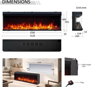 FLAMME 59" Smart Electric Fireplace – Wall Mounted LED Heater
