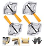 90 Degree Right Angle Clamp, 4PCS Corner Clamps for Woodwork, Single Handle Aluminium Alloy Clamp, Photo Framing Tools, Woodworking Clamps for DIY Woodworking Welding (4 PCS)