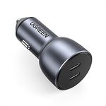 UGREEN USB C Car Charger, 40W PD3.0 Port Dual Type C Car Phone Charger Adapter Compatible with iPhone15 14 13 12 Pro Max, Galaxy S21 S20 Note 20 Ultra 10+ Note 9+, iPad Pro, iPad Mini 6, AirPods