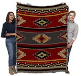 Kaibab Blanket - Southwest Native American Inspired - Gift Tapestry Throw Woven from Cotton - Made in The USA (72x54)