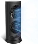 Personal Tower Fan for Bedroom, Portable Desk Table Fan，3 Speeds Cooling Standing Fan with 12H Timer, 60° & 110° Oscillating Floor Tower Fans That Blows Cold Air for Bedroom Office,Dark Black