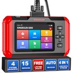 KINGBOLEN S800 Obd2 Code Reader,ENGINE,ABS,SRS,AT 4 System Car Diagnostic Scan Tool,obd2 scanner with 15 Reset Service,Auto VIN,16G ROM (Support 256G Extension),Lifetime Free Upgrade.