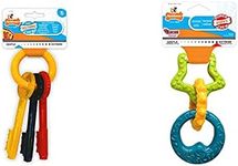 Nylabone Gentle Puppy Dog Teething Chew Toy Keys, Bacon Flavour, Small, for Puppies Up to 11 kg & Gentle Puppy Dog Teething Chew Toy Rings, Bacon Flavour, Small, for Puppies Up to 11 kg