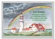 St Patricks Day Cards - Special Happy St. Patrick's Patriotic Greeting - 17th March - Luxury Size - Irish Ireland theme - Unusual Design - Blank inside to write own message