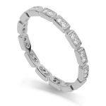 Meissa Silver Thumb Rings for Women, Cubic Zirconia Stackable Eternity Band, Gold Plated Stacking Pinky Rings, Minimalist Thin Stack Ring Wedding Band, Silver, M1/2