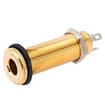 Musiclily Pro 1/4 inch Copper Guitar Bass Mono Barrel Output Jacks Cylinder Jack Socket with 3 Pins, Gold