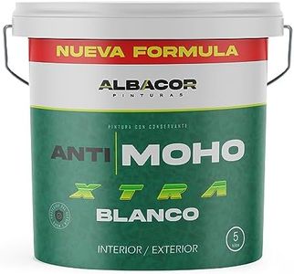 ALBACOR XTRA Pintura Antihumedad Interior - Exterior -5KG-, (Blanco Mate), Pintura Antimoho Para Techos, Baños, Cocinas, Poco Salpicado, Evita la Aparición de Moho (5 Kilos)