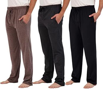 Real Essentials 3 Pack: Mens Big & Tall King Size Pajama Pants Cotton Soft Pajamas Men Flannel Bottoms Fleece Buffalo Plaid Pj Lounge Pants Sleepwear Pijamas Hombres Woven Button Fly - Set 2, 5X