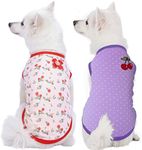 Blueberry Pet Comfy Spring Hope Floral Cotton Blend Dog Shirts Tank Top, Back Length 12"/30cm, Pack of 2 Clothes for Dogs