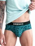 DAMENSCH Men's Deo-Cotton Deodorizing Printed Briefs- Pack of 1- Tulipwood- X-Large Colonial Blue