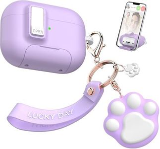 MHYALUDO AirPods Pro 2nd/1st Generation Case with Cleaning Kit, Anti-Slip Adjustable Kickstand, Anti-Fingerprint Coating & Precision, Full Drop Protection Cover with Cute Keychain, Pruple