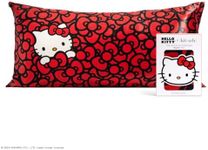 Kitsch Hello Kitty Satin Pillowcase with Zipper for Hair, Softer Than Silk Pillow Cases King, Cooling Pillow Covers Machine Washable Wrinkle-Free Satin Pillow Cases King, Kitty Bathes in a Sea of Bows