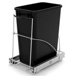 Pull Out Garbage Bin Kitchen,Pull Out Trash Can Under Cabinet,Under Sink Trash Can Slide Out Organizer,Cabinet Trash Can Pull Out Kit with Silicone Handle,Chrome-Waste Bin Not Included