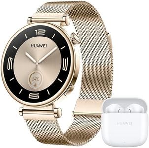 HUAWEI WATCH GT 4 Smart Watch 41MM Milanese Gold, Long Battery Life Fitness Tracker Compatible with Android & iOS FreeBuds SE2 White Wireless Earphones, Bluetooth In-Ear Headphones